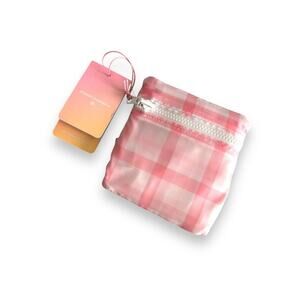 New Stoney Clover Lane x Target Pink White Plaid Reusable Shopping Tote Bag Fold